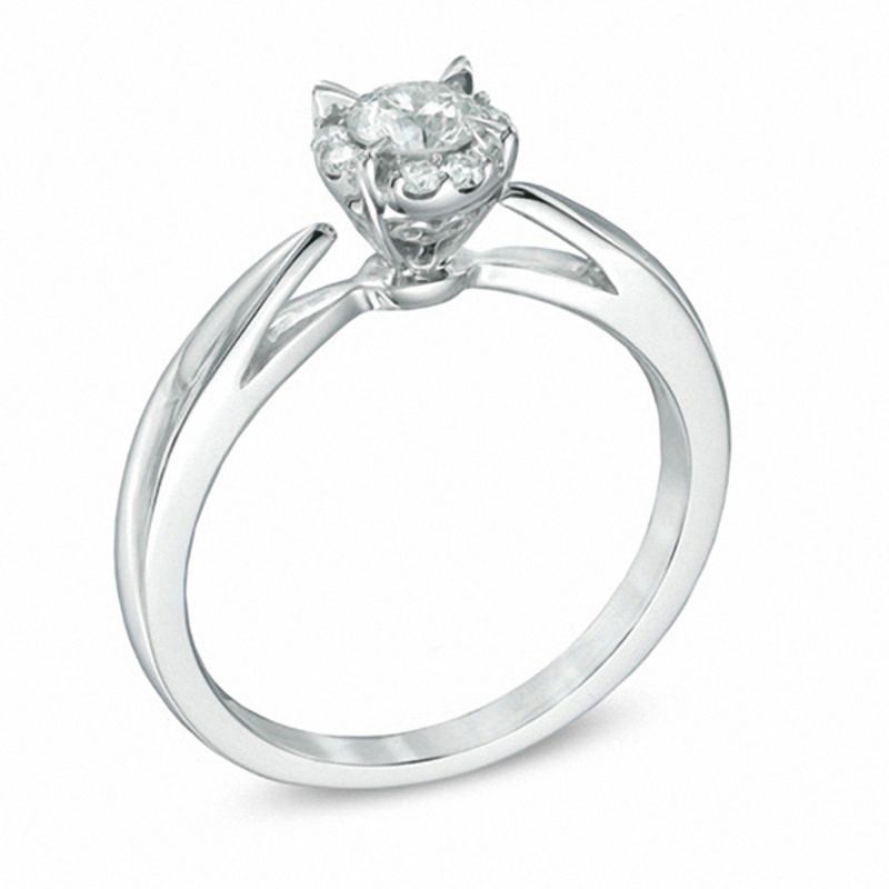 Main Image 2 of 3/8 CT. T.W. Diamond Frame Engagement Ring in 14K White Gold