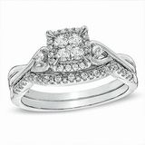 アクセサリー alea 1/3 CT. T.W. Multi-Diamond Twist Shank Bridal Set in 10K