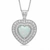 Thumbnail Image 1 of 12.0mm Heart-Shaped Lab-Created Opal and White Sapphire Heart Pendant in Sterling Silver