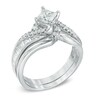 Thumbnail Image 2 of 1 CT. T.W. Princess-Cut Diamond Bypass Bridal Set in 14K White Gold