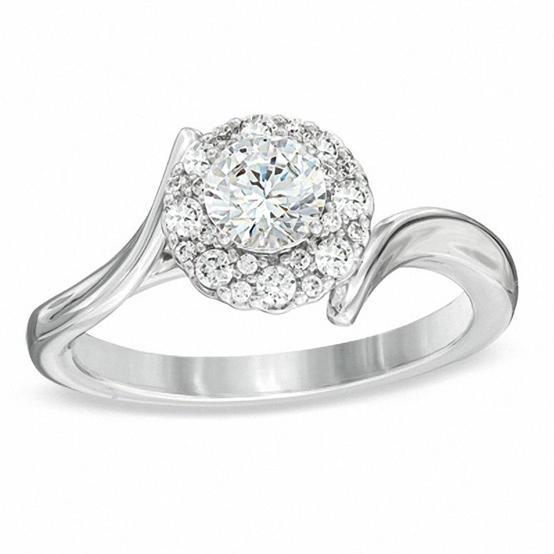 3/4 CT. T.W. Diamond Frame Bypass Engagement Ring in 14K White Gold
