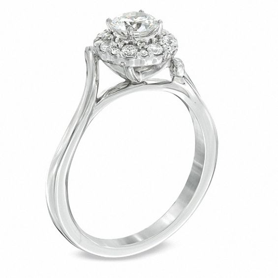 3/4 CT. T.w. Diamond Frame Bypass Engagement Ring in 14K White Gold