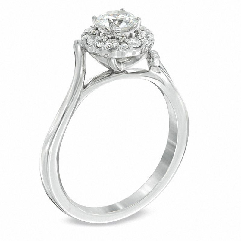 3/4 CT. T.W. Diamond Frame Bypass Engagement Ring in 14K White Gold
