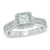 Thumbnail Image 0 of 1 CT. T.W. Diamond Square Frame Vintage-Style Engagement Ring in 14K White Gold