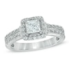 Thumbnail Image 1 of 1 CT. T.W. Diamond Square Frame Vintage-Style Engagement Ring in 14K White Gold