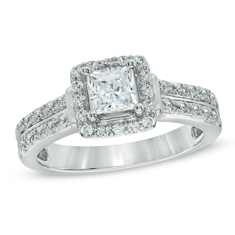 1 CT. T.W. Diamond Square Frame Vintage-Style Engagement Ring in 14K White Gold