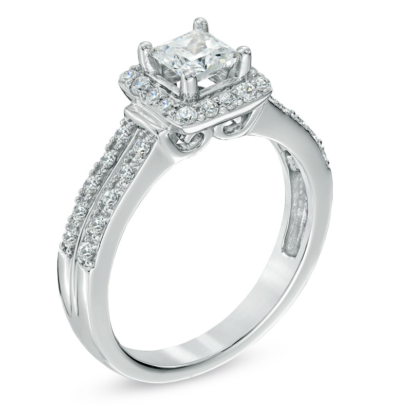 1 CT. T.W. Diamond Square Frame Vintage-Style Engagement Ring in 14K White Gold