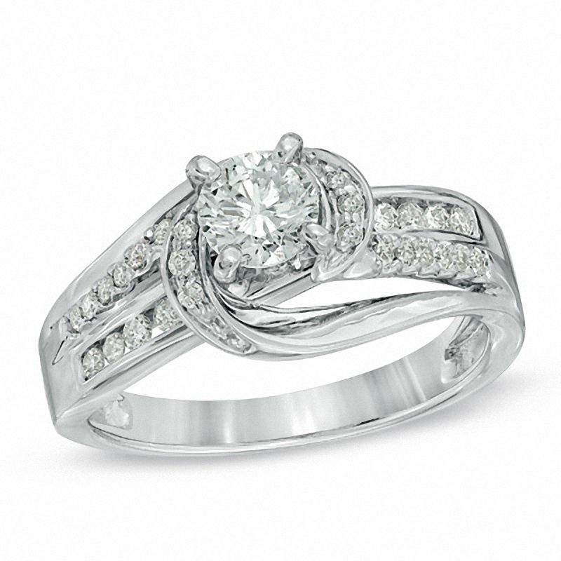 Main Image 1 of 3/4 CT. T.W. Diamond Swirl Engagement Ring in 14K White Gold