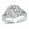 Thumbnail Image 1 of 1 CT. T.W. Diamond Double Frame Vintage-Style Engagement Ring in 14K White Gold