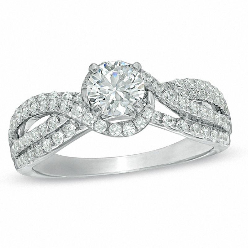 Main Image 1 of 1 CT. T.W. Diamond Swirl Engagement Ring in 14K White Gold
