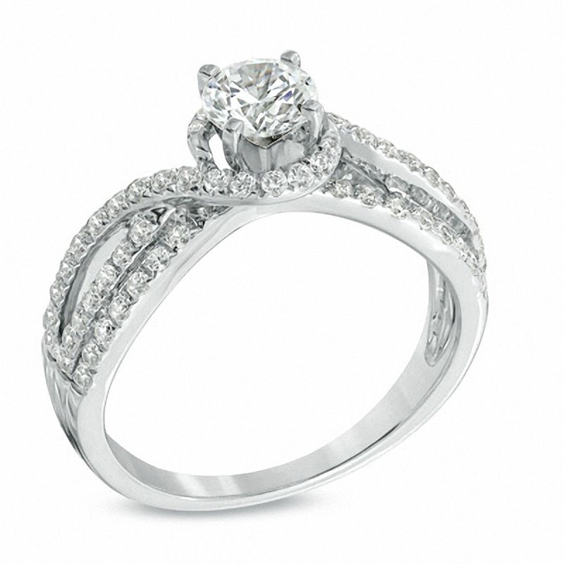 Main Image 2 of 1 CT. T.W. Diamond Swirl Engagement Ring in 14K White Gold