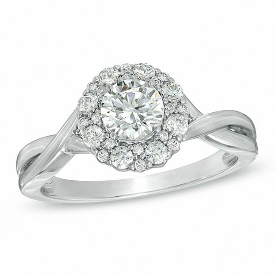 1 CT. T.w. Diamond Twist Shank Engagement Ring in 14K White Gold