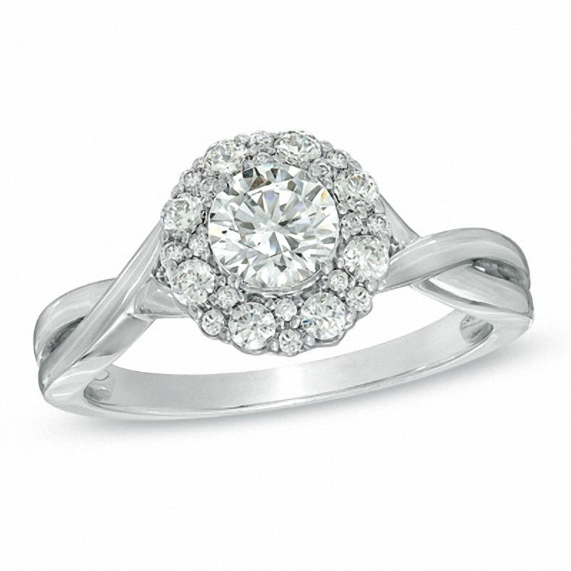 Main Image 1 of 1 CT. T.W. Diamond Twist Shank Engagement Ring in 14K White Gold