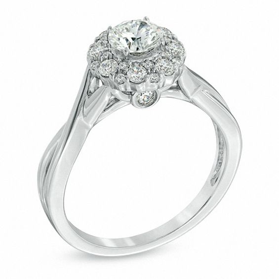 1 CT. T.w. Diamond Twist Shank Engagement Ring in 14K White Gold