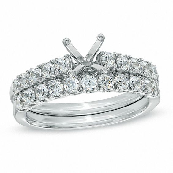 7/8 CT. T.w. Diamond Semi-Mount Bridal Set in 14K White Gold