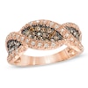Thumbnail Image 1 of 1/2 CT. T.W. Champagne and White Diamond Rope Ring in 14K Rose Gold
