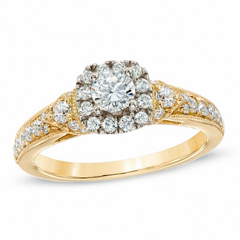 Main Image 1 of 7/8 CT. T.W. Diamond Vintage-Style Engagement Ring in 14K Gold