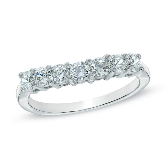 3/4 CT. T.w. Diamond Seven Stone Wedding Band in 14K White Gold