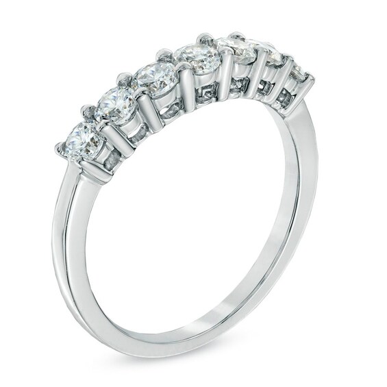3/4 CT. T.w. Diamond Seven Stone Wedding Band in 14K White Gold