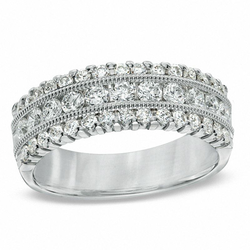 Main Image 1 of 1 CT. T.W. Diamond Vintage-Style Triple Row Anniversary Band in 14K White Gold
