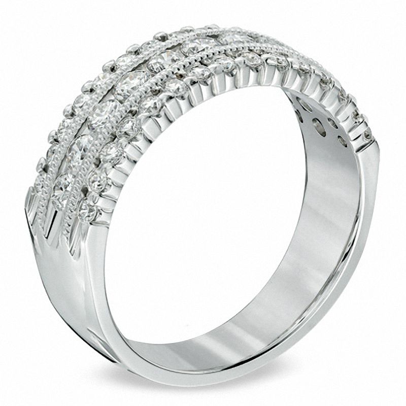 Main Image 2 of 1 CT. T.W. Diamond Vintage-Style Triple Row Anniversary Band in 14K White Gold