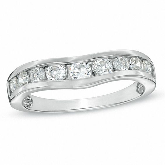 3/4 CT. T.w. Diamond Contour Wedding Band in 14K White Gold