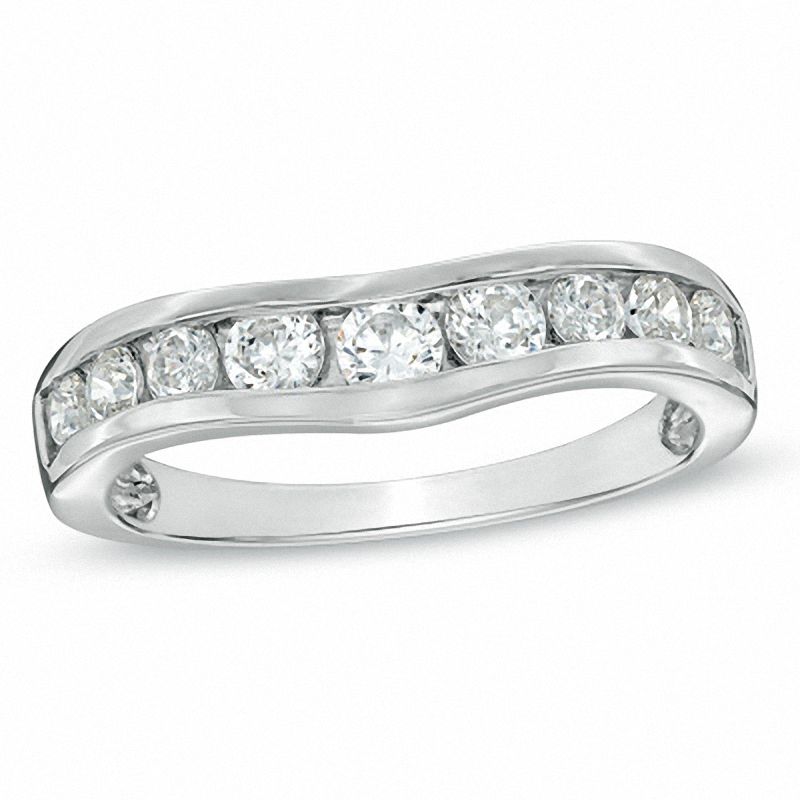 Main Image 1 of 3/4 CT. T.W. Diamond Contour Wedding Band in 14K White Gold