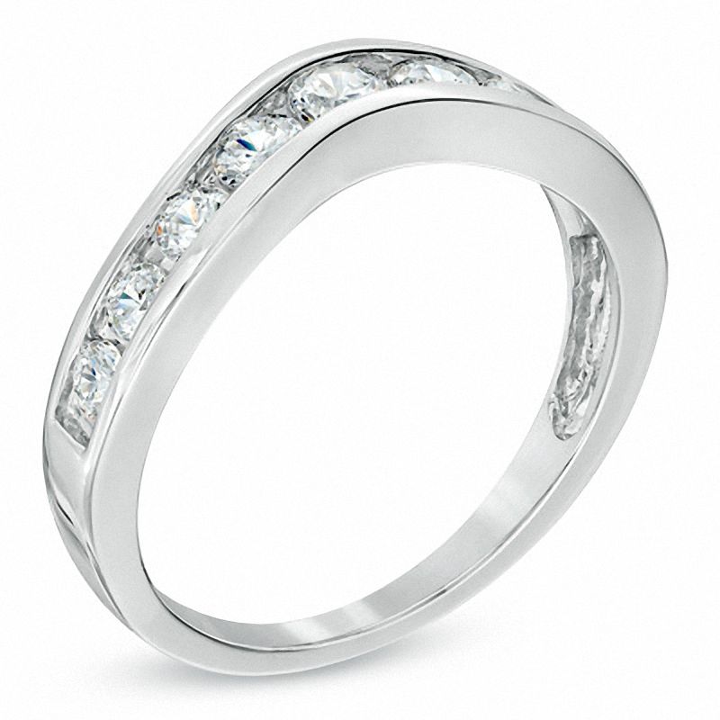 Main Image 2 of 3/4 CT. T.W. Diamond Contour Wedding Band in 14K White Gold