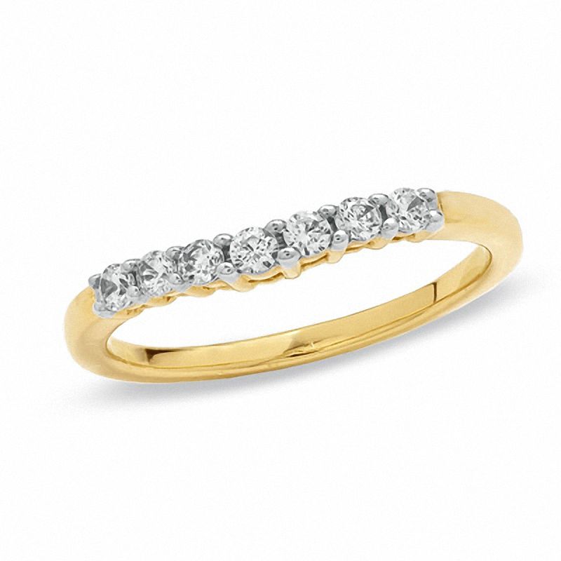 Main Image 1 of 1/4 CT. T.W. Diamond Contour Wedding Band in 14K Gold