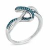 Thumbnail Image 1 of 1/4 CT. T.W. Enhanced Blue and White Diamond Abstract Ring in 10K White Gold - Size 7