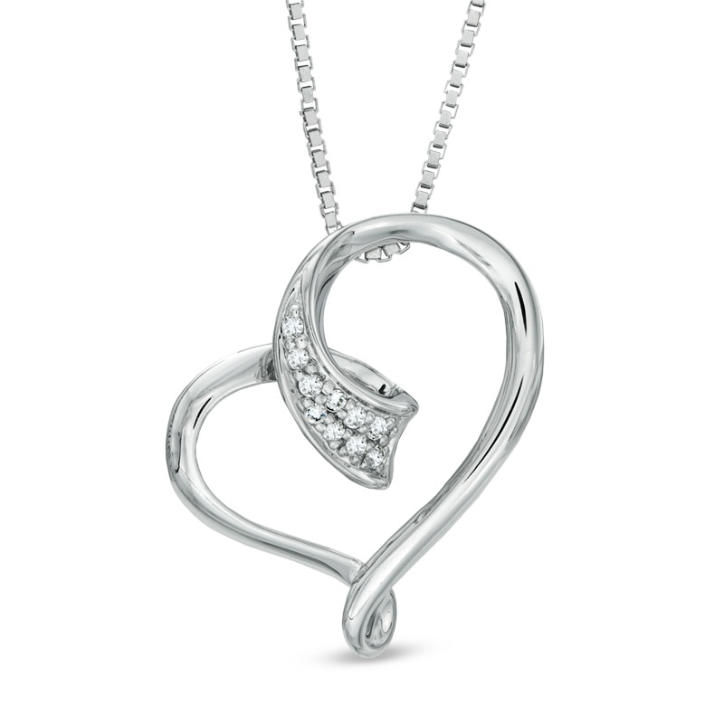 Main Image 1 of 1/20 CT. T.W. Diamond Looping Heart Pendant in Sterling Silver