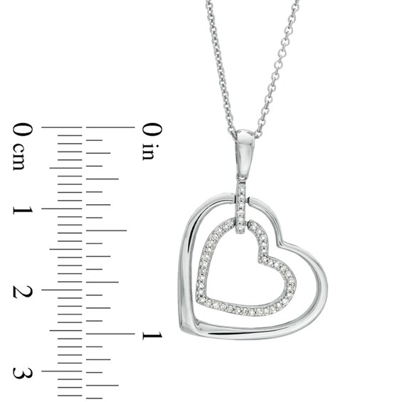 1/10 CT. T.w. Diamond Double Heart Pendant in Sterling Silver