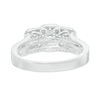 Thumbnail Image 2 of 1-1/2 CT. T.W. Certified Emerald-Cut Diamond Three Stone Frame Ring in 14K White Gold (I/I1)