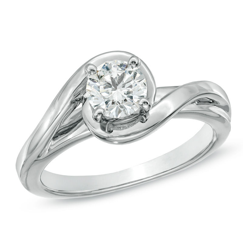 Main Image 1 of 3/4 CT. Certified Diamond Solitaire Bypass Engagement Ring in 14K White Gold (J/I1)