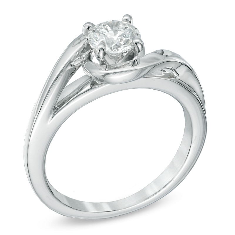 Main Image 2 of 3/4 CT. Certified Diamond Solitaire Bypass Engagement Ring in 14K White Gold (J/I1)