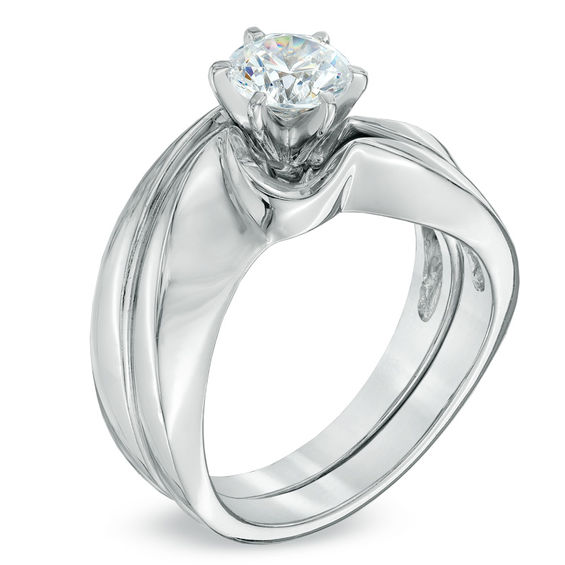 3/4 CT. Certified Diamond Solitaire Bridal Set in 14K White Gold (J/I1)