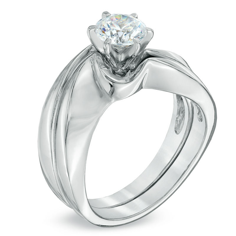 Main Image 2 of 3/4 CT. Certified Diamond Solitaire Bridal Set in 14K White Gold (J/I1)