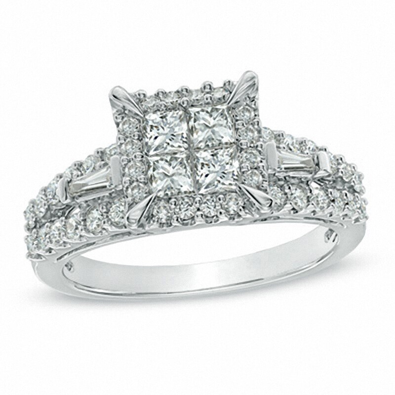 Main Image 1 of 1-1/5 CT. T.W. Quad Princess-Cut Diamond Engagement Ring in 14K White Gold