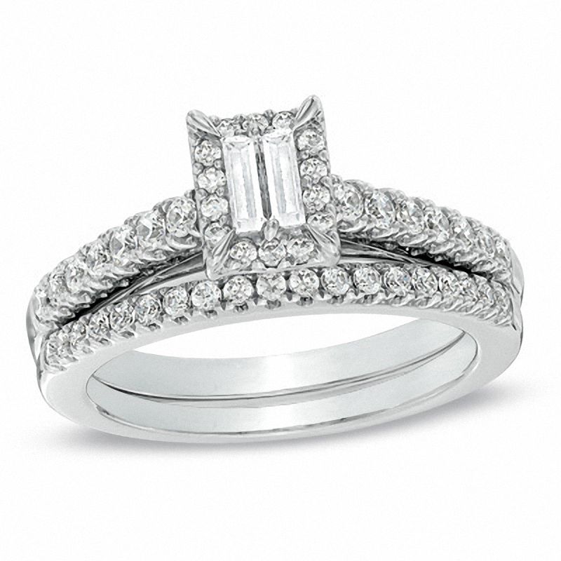 5/8 CT. T.W. Baguette Diamond Bridal Set in 14K White Gold