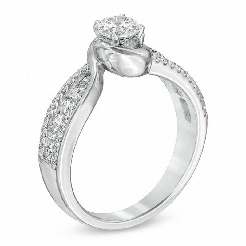 1 CT. T.W. Diamond Bypass Engagement Ring in 14K White Gold