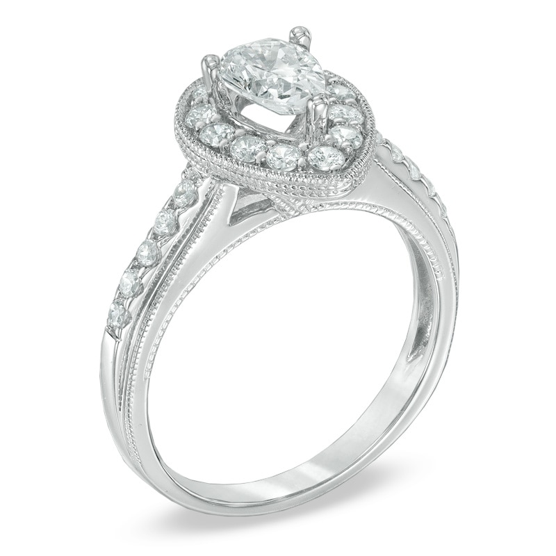 Main Image 2 of 1-1/4 CT. T.W. Pear-Shaped Diamond Vintage-Style Engagement Ring in 14K White Gold
