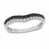 Thumbnail Image 1 of 3/8 CT. T.W. Enhanced Black and White Diamond Double Row Contour Wedding Band in 14K White Gold