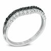 Thumbnail Image 2 of 3/8 CT. T.W. Enhanced Black and White Diamond Double Row Contour Wedding Band in 14K White Gold