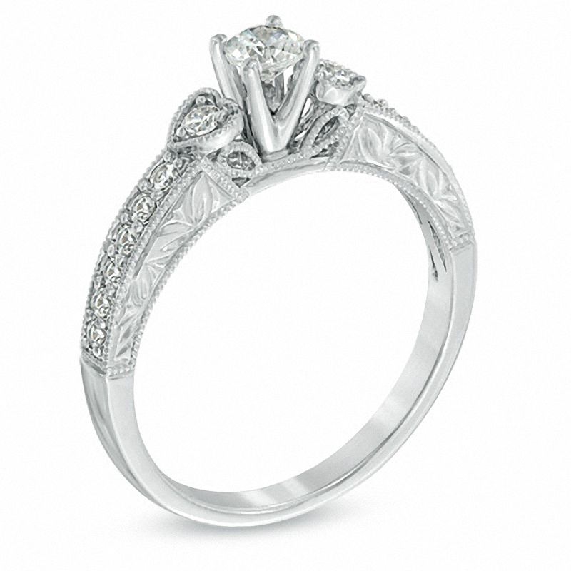 Main Image 2 of 5/8 CT. T.W. Diamond Vintage-Style Bridal Set in 14K White Gold