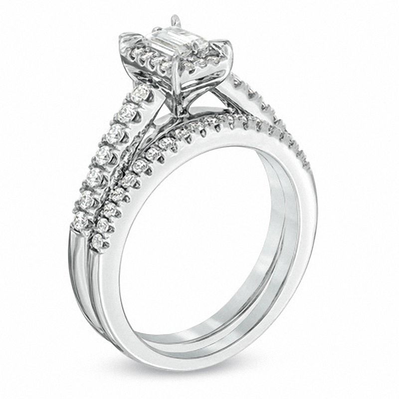 Main Image 2 of 5/8 CT. T.W. Baguette Diamond Frame Bridal Set in 14K White Gold