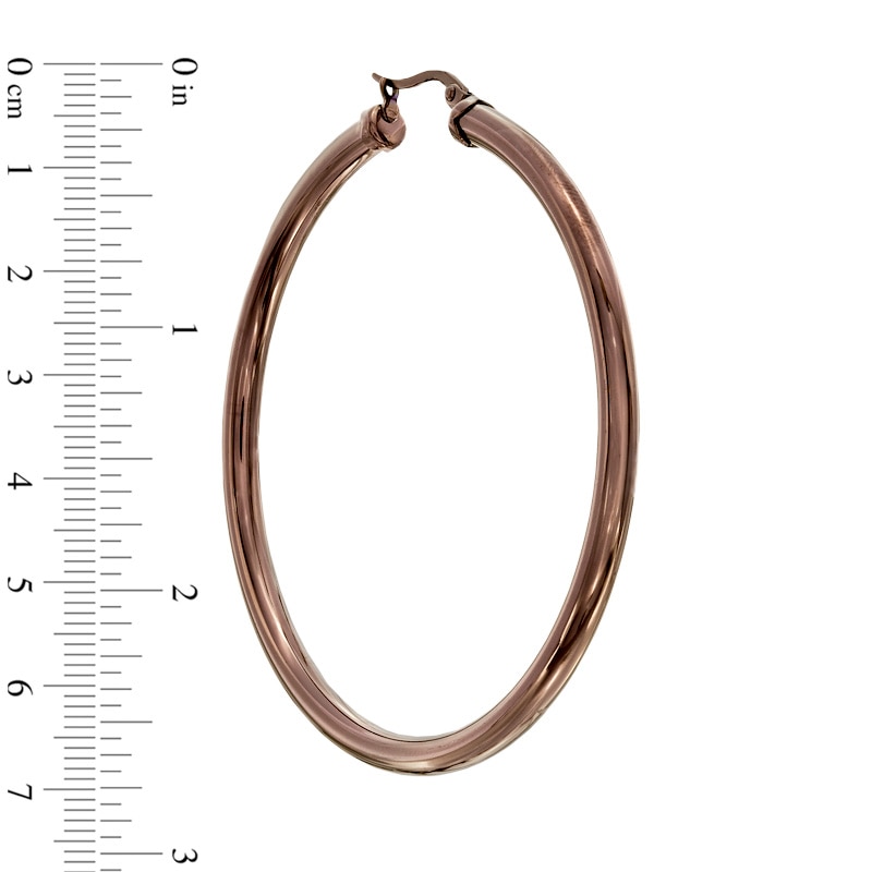 Main Image 2 of 60mm Tube Hoop Earrings in Brown IP Stainless Steel