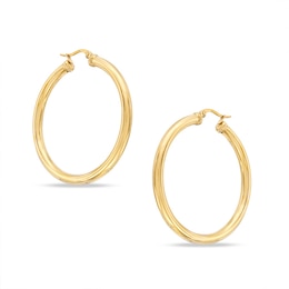 40mm Tube Hoop Earrings in Yellow IP Stainless Steel