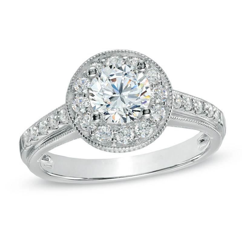 Main Image 1 of 1-1/4 CT. T.W. Diamond Vintage-Style Engagement Ring in 14K White Gold