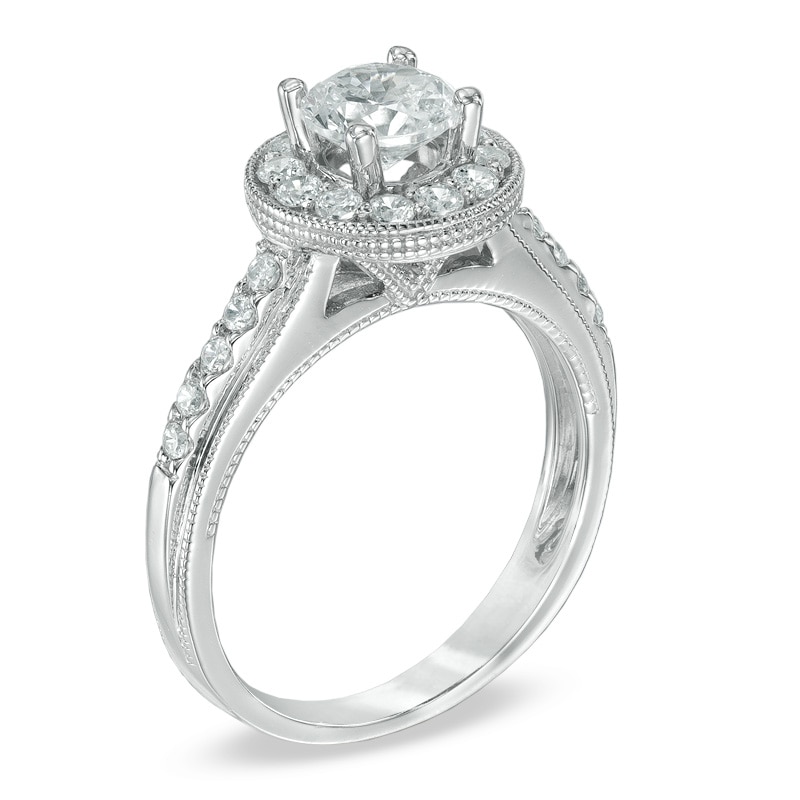 1-1/4 CT. T.W. Diamond Vintage-Style Engagement Ring in 14K White Gold