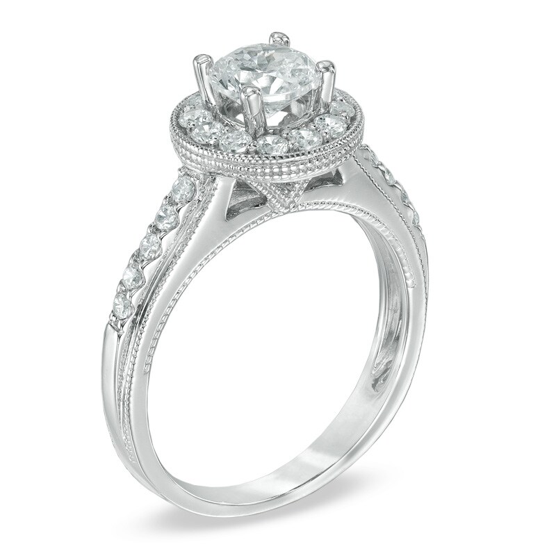 Main Image 2 of 1-1/4 CT. T.W. Diamond Vintage-Style Engagement Ring in 14K White Gold